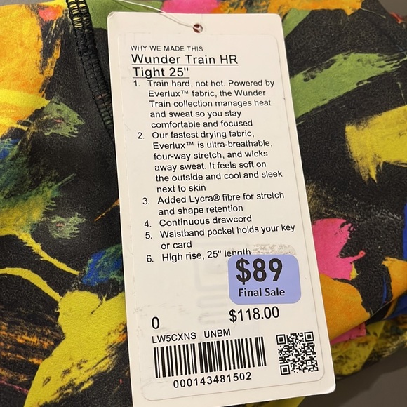 Lululemon Wunder Train HR Tight 25" UNBM size 0 XS NWT - Picture 3 of 6